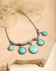 Turquoise Stone Look Charm Necklace