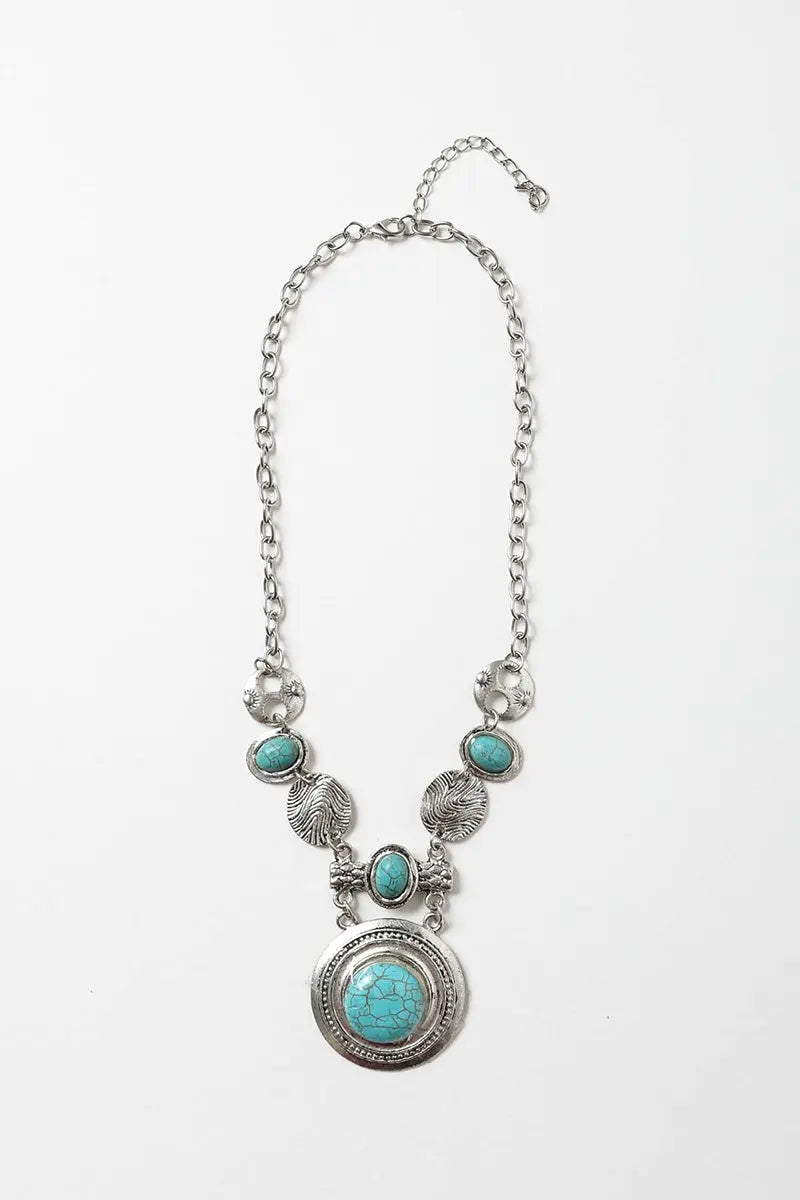 Turquoise Stone Western Pendant Necklace