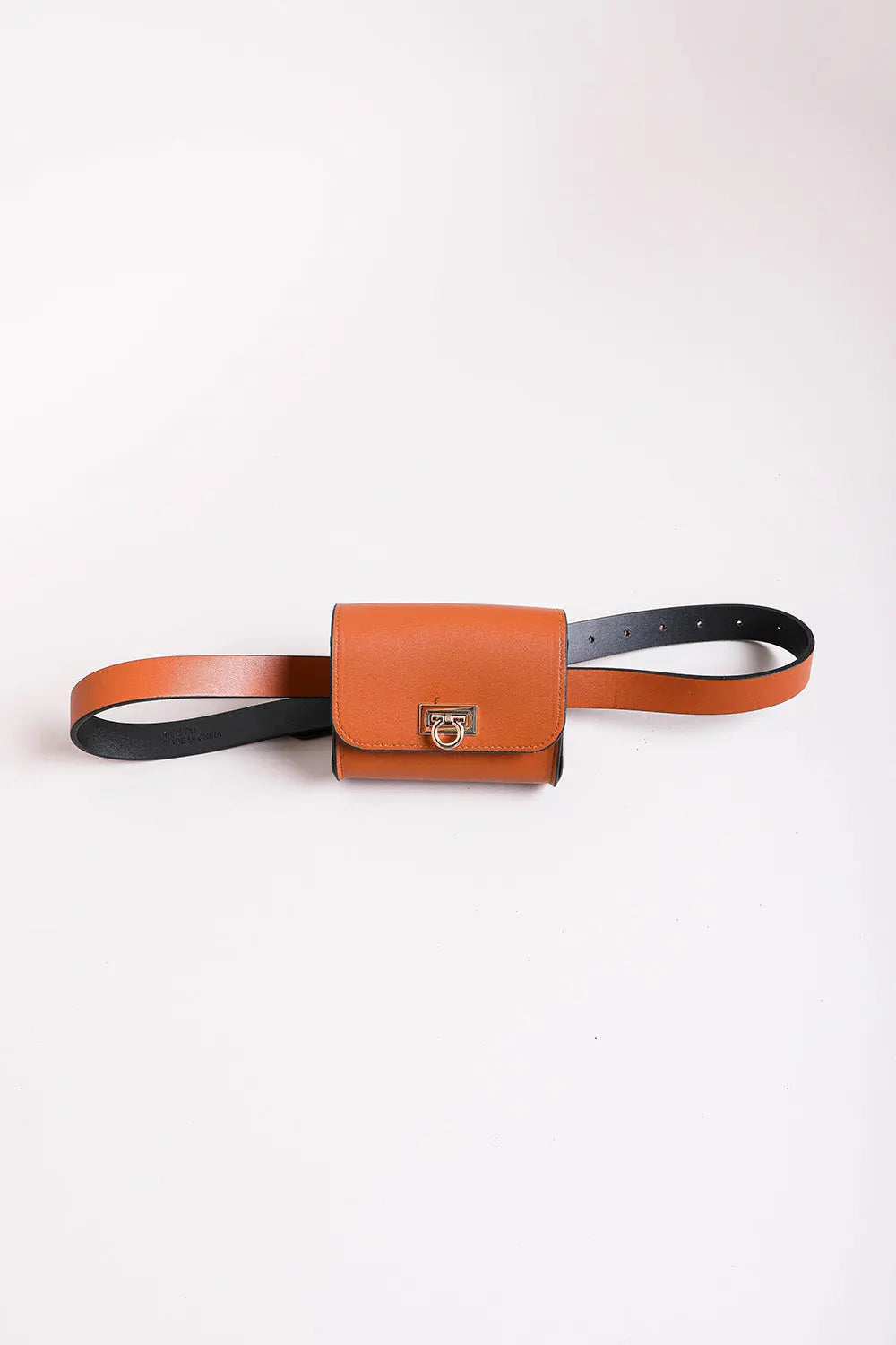 Mini Faux Leather Belt Bag with Gold Chain