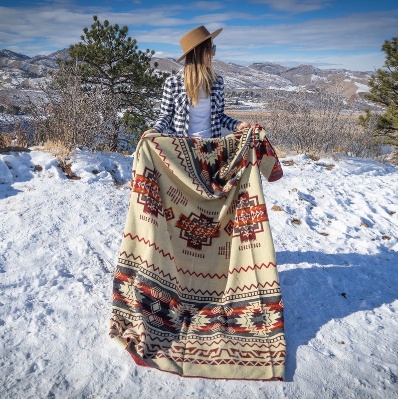 Andean Alpaca Wool Blanket - Wildfire