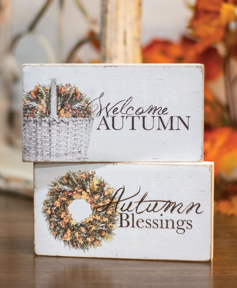 Welcome Autumn Block Signs