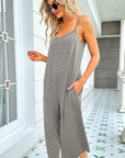 Round Neck Pocketed Sleeveless Jumpsuit - Online Only