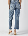 RISEN High Waist Raw Hem Straight Jeans