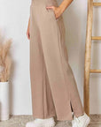 RISEN Wide Waistband Slit Wide Leg Pants