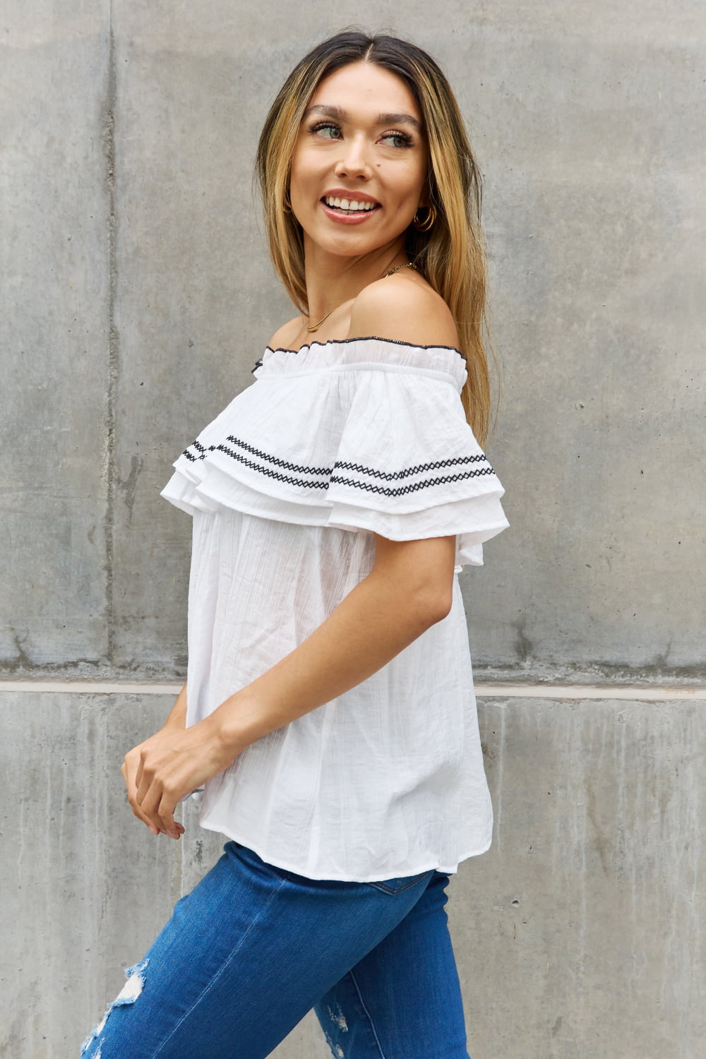 ODDI Off The Shoulder Ruffle Blouse - Online Only
