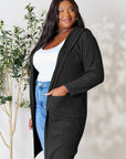 Basic Bae Full Size Ribbed Open Front Long Sleeve Cardigan