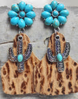 Turquoise Cactus Dangle Earrings - Online Only