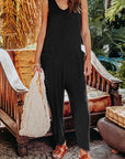 Double Take Full Size Sleeveless Straight Jumpsuit