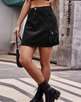 Denim Mini Skirt with Pockets - Online Only