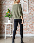 Veveret Round Neck Roll-Up Sweater