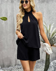 Halter Neck Top and Shorts Set with Pockets - Online Only