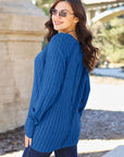 Basic Bae Full Size Ribbed Round Neck Long Sleeve Knit Top