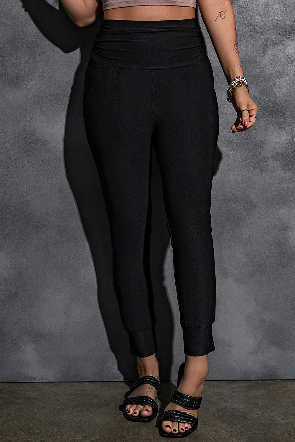 High-Rise Wide Waistband Joggers - Online Only