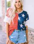 Star and Stripe V-Neck Top