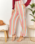 Double Take Striped Smocked Waist Pants with Pockets