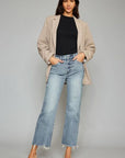 Kancan High Waist Raw Hem Cropped Wide Leg Jeans