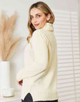 Heimish Full Size Long Sleeve Turtleneck Sweater with Side Slit