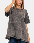 Zenana Round Neck Dropped Shoulder Blouse