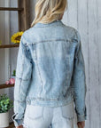 Veveret Distressed Button Up Denim Jacket