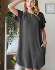 Heimish Full Size Ribbed Round Neck Short Sleeve Tee Dress