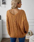 Cable Knit V-Neck Sweater - Online Only