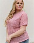 e.Luna Chunky Knit Short Sleeve Top in Mauve - Online Only