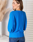 Zenana Full Size Round Neck Batwing Sleeve Blouse