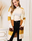 Woven Right Color Block Dropped Shoulder Cardigan