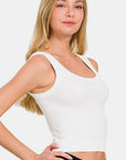 Zenana Ribbed Round Neck Cropped Tank