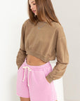 HYFVE Round Neck Long Sleeve Cropped Sweatshirt