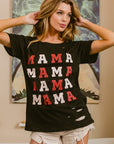 BiBi MAMA Graphic Distressed Short Sleeve T-Shirt