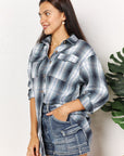 Double Take Plaid Dropped Shoulder Shirt