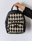 David Jones Argyle Pattern PU Leather Backpack