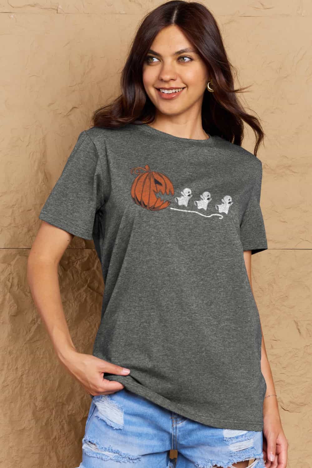 Simply Love Jack-O&#39;-Lantern Graphic Cotton Tee - Online Only