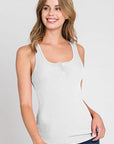 Ninexis Front Button Ribbed Round Neck Tank