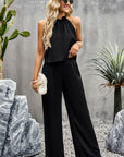 Grecian Neck Sleeveless Pocketed Top and Pants Set - Online Only