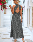 Printed Open Back Sleeveless Maxi Dress - Online Only