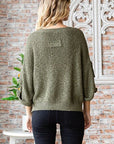 Veveret Round Neck Roll-Up Sweater