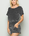 Heimish Full Size Striped Round Neck Short Sleeve Romper