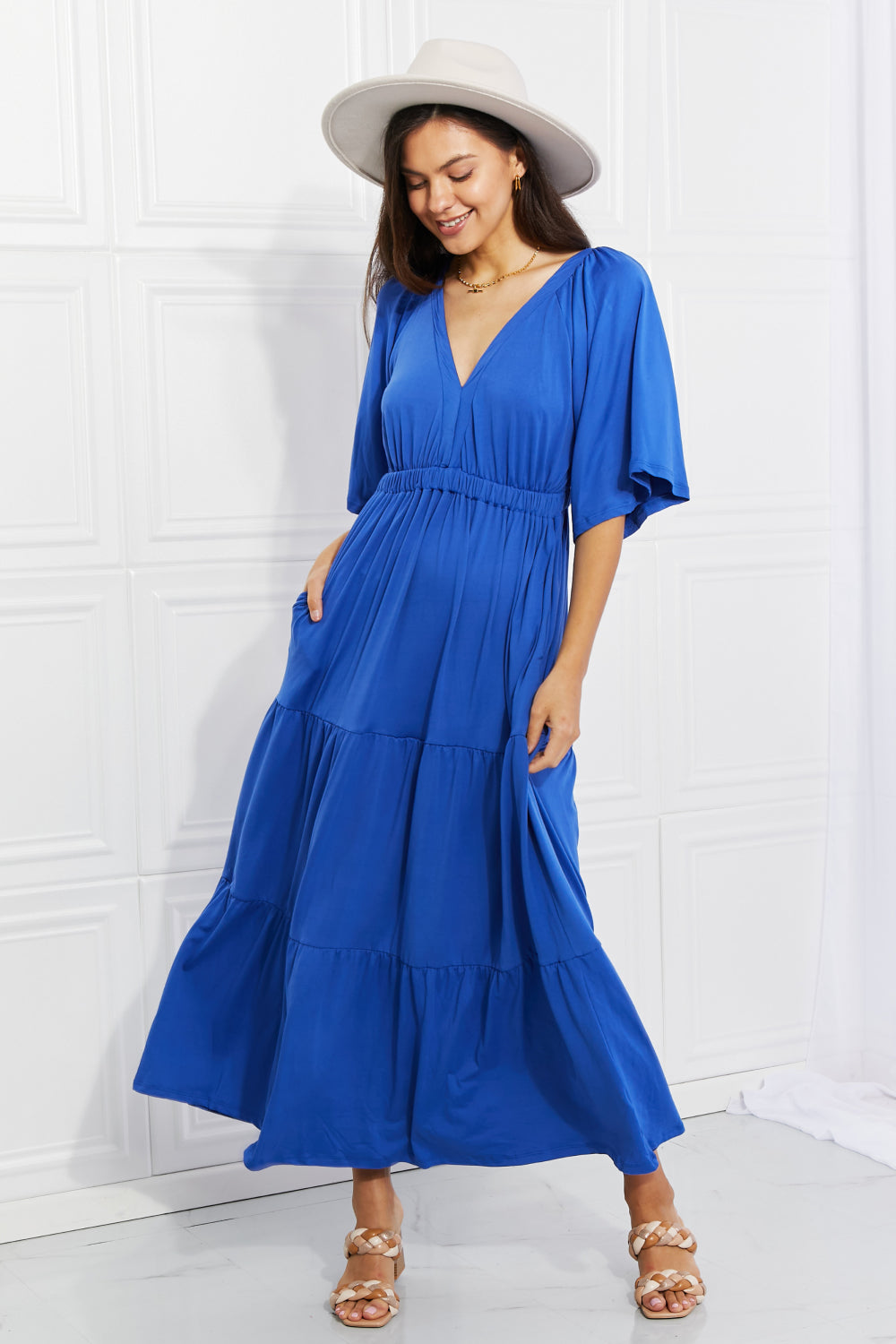 Culture Code My Muse Flare Sleeve Tiered Maxi Dress - Online Only