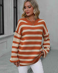 Striped Dropped Shoulder Sweater