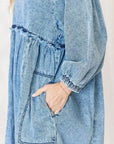 HEYSON Full Size Oversized Denim Babydoll Dress