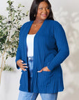 Basic Bae Full Size Ribbed Open Front Cardigan with Pockets