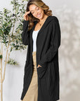 Basic Bae Full Size Ribbed Open Front Long Sleeve Cardigan