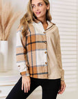 Double Take Plaid Print Dropped Shoulder Shirt