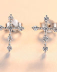 Zircon Cross 925 Sterling Silver Earrings - Online Only