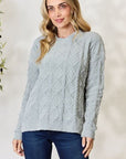 BiBi Cable Knit Round Neck Sweater