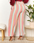 Double Take Striped Smocked Waist Pants with Pockets