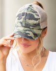 CC Camo Criss-Cross Ponytail Caps - Online Only