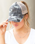 CC Camo Criss-Cross Ponytail Caps - Online Only